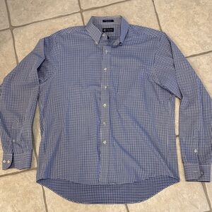 Chaps Blue and White Gingham Button Down Shirt